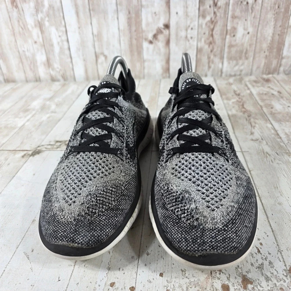 Nike Free RN Flyknit 2018 Womens Running Shoes Black White 942839-101 Size 9